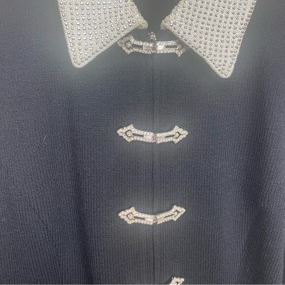 St. John Evening Bling Rhinestone detailed Black Blazer Knit Size4 Old Money - Picture 5 of 12